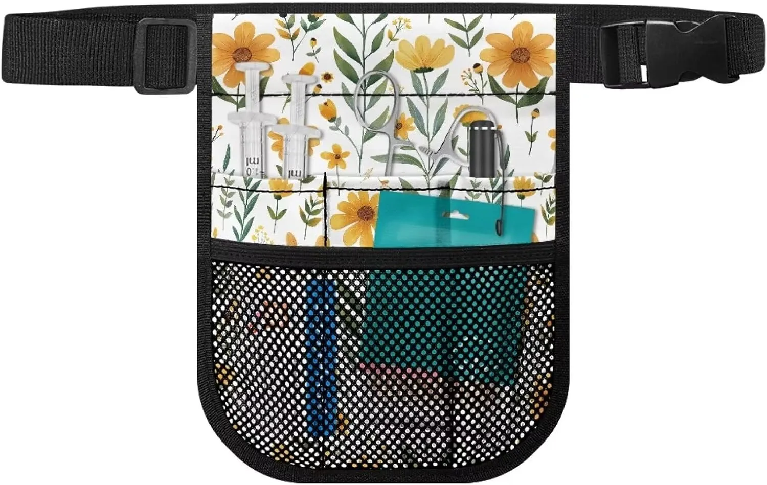 Cartoon Sunflower Nurse Fanny Pack,Multi-compartment Nursing Waist Bag with Medical Equipment,Adjustable Belt,Nurse Tool Belt,Nurse Practical Storage Bag Organizer,Suitable for Nurses