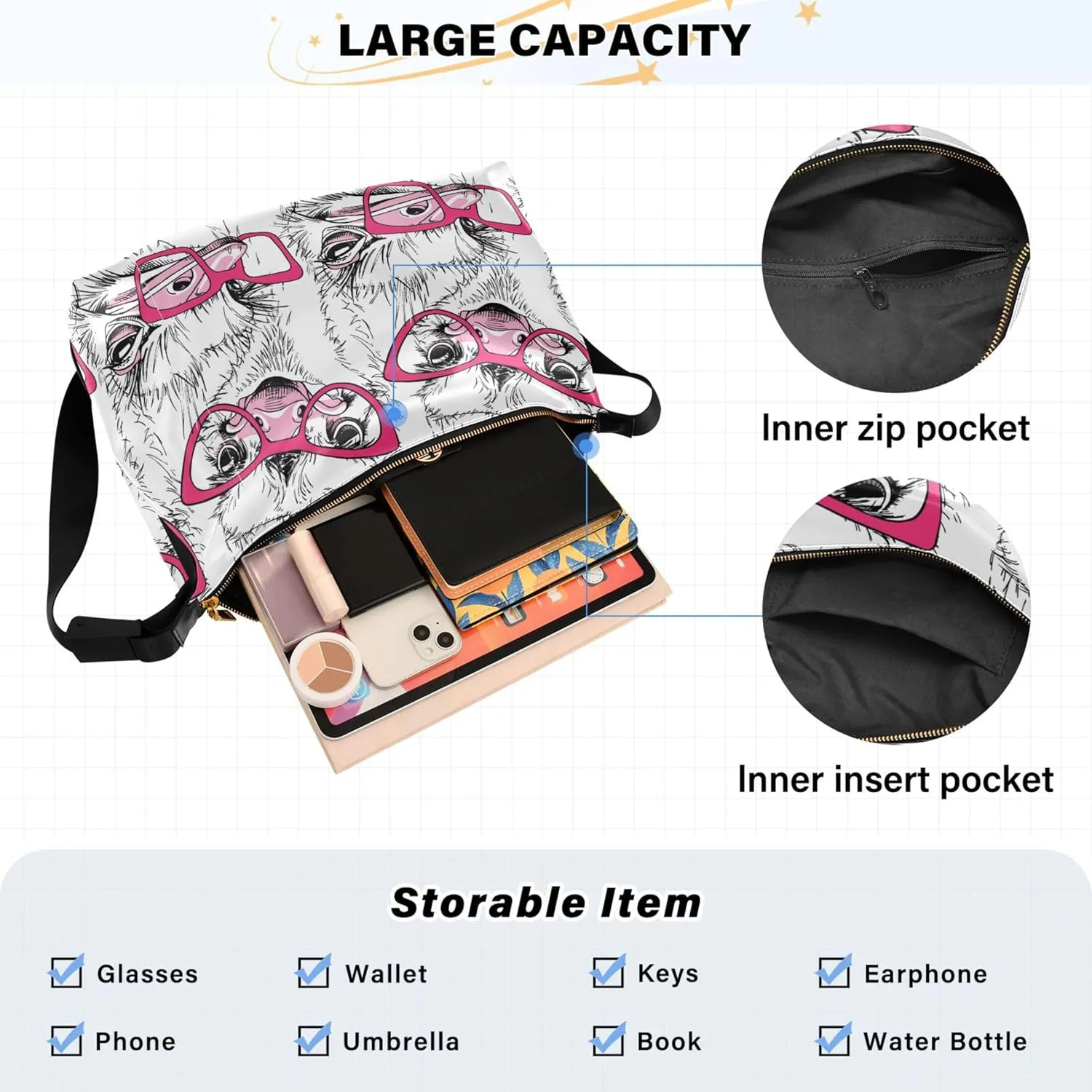 Christmas Dog Hobo Leather Bags for Women Large Crossbody Bags Trendy Animal Print Simple Shoulder Bag