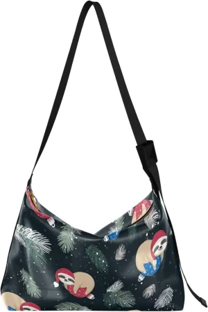 Christmas Dog Hobo Leather Bags for Women Large Crossbody Bags Trendy Animal Print Simple Shoulder Bag