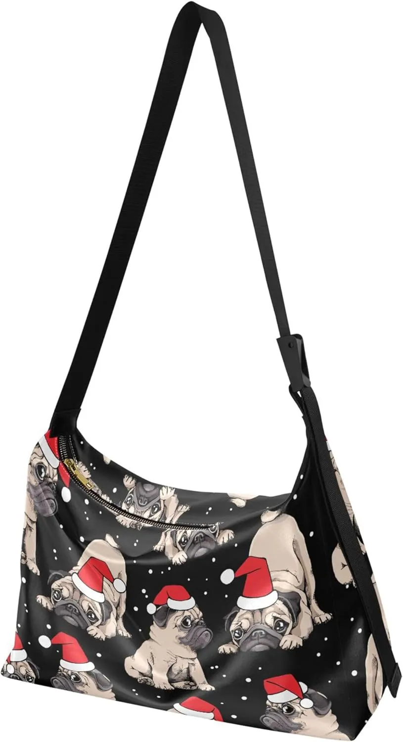 Christmas Dog Hobo Leather Bags for Women Large Crossbody Bags Trendy Animal Print Simple Shoulder Bag