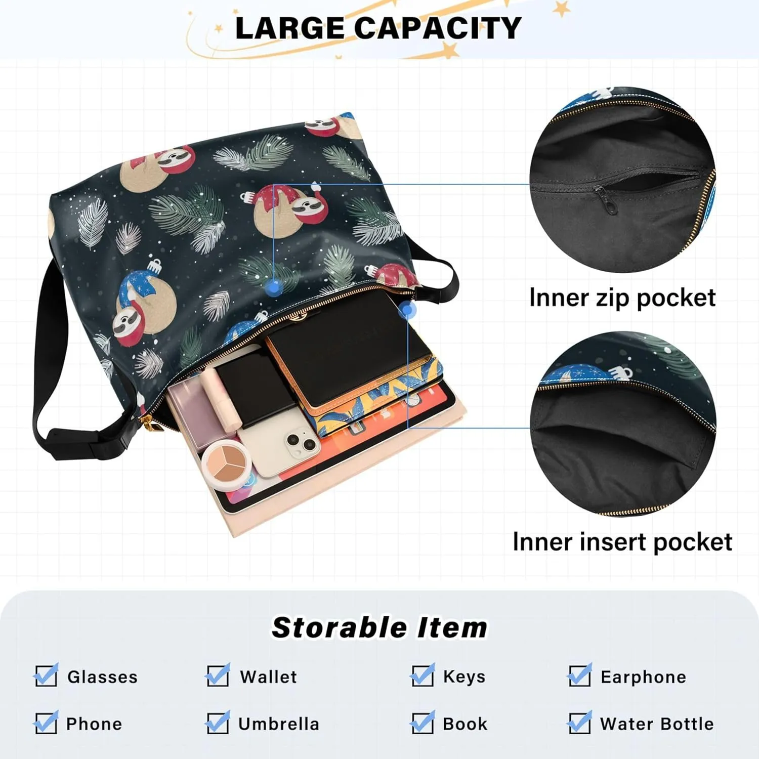 Christmas Dog Hobo Leather Bags for Women Large Crossbody Bags Trendy Animal Print Simple Shoulder Bag
