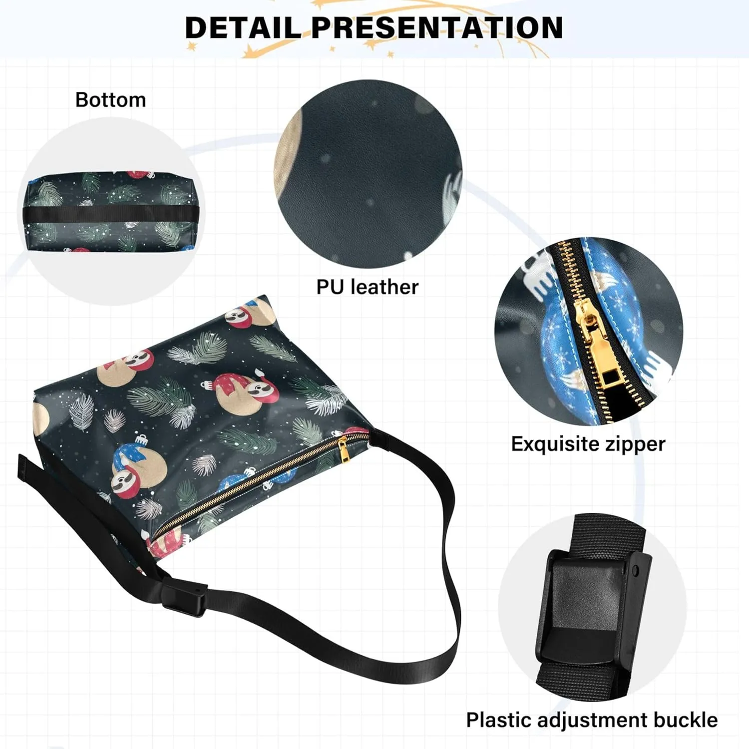 Christmas Dog Hobo Leather Bags for Women Large Crossbody Bags Trendy Animal Print Simple Shoulder Bag
