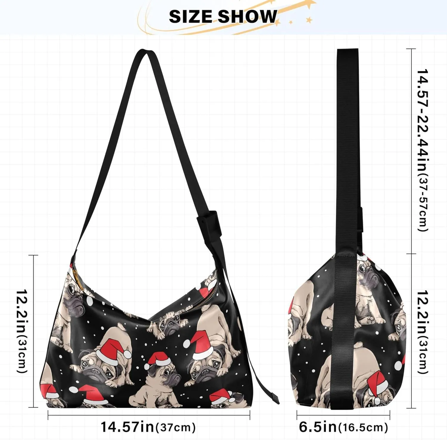 Christmas Dog Hobo Leather Bags for Women Large Crossbody Bags Trendy Animal Print Simple Shoulder Bag