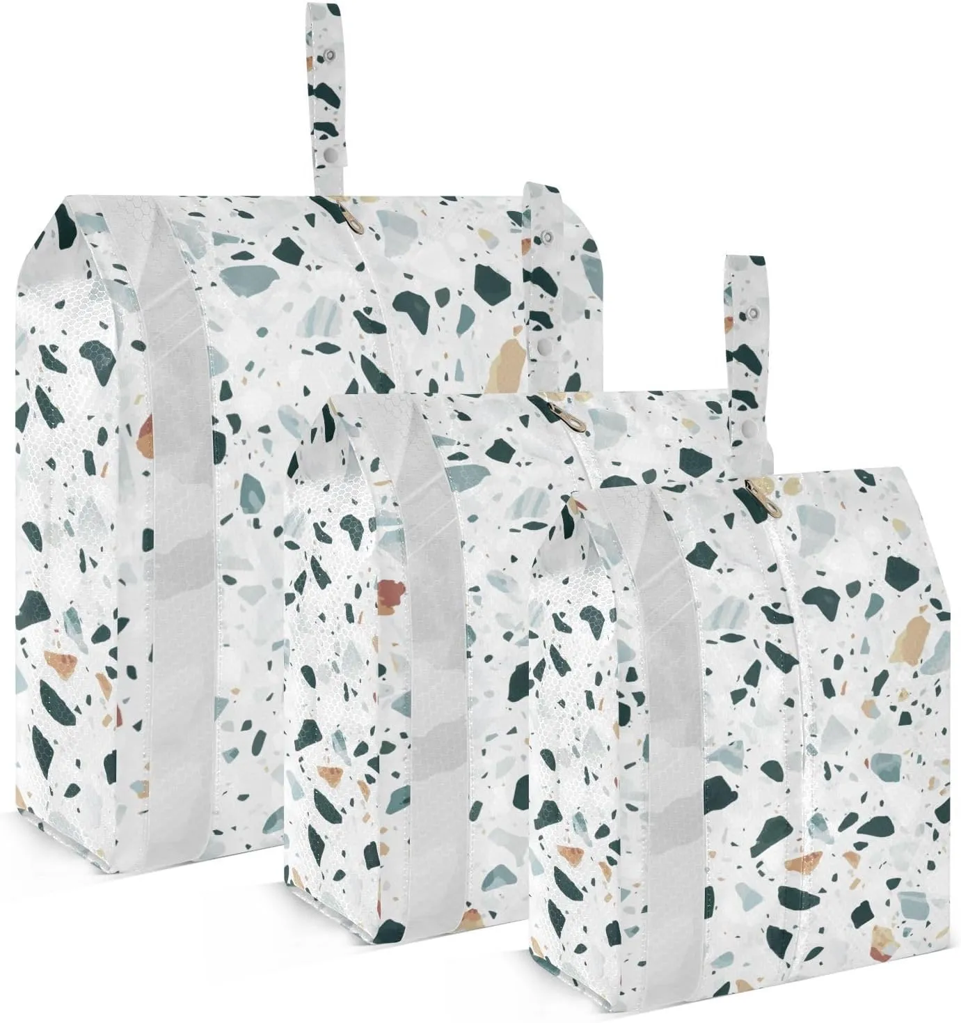 Classic Terrazzo Packing Cubes Set of 3, Lightweight Travel Luggage Organizers Foldable Bags for Easy Packing and Organization