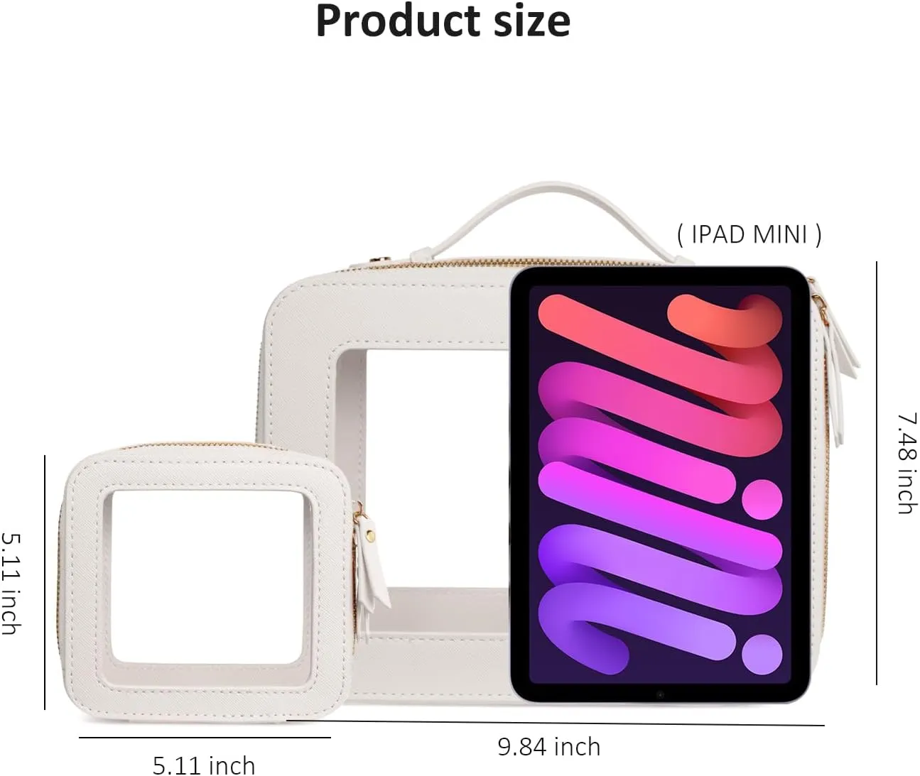 Clear Makeup Bags TSA Approved Toiletry Bag Handle Large Opening,Clear Toiletry Bags for Carry-on Traveling Travel Car Accessories Essentials Organziation Storage for Women Girls(White, Mini&Large)