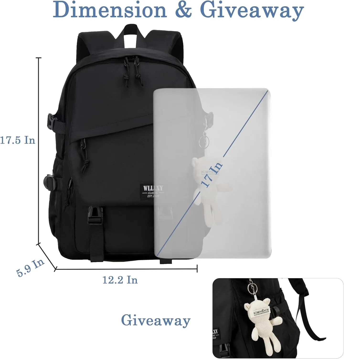 College Laptop Backpack for Men Women 15.6 Elementary Middle High School Book Bag For Teens Girls Boys Anti Theft Travel Backpacks Waterproof Casual Daypack Large Student BookbagsBlack-M