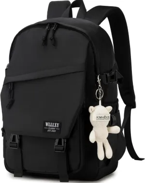 College Laptop Backpack for Men Women 15.6 Elementary Middle High School Book Bag For Teens Girls Boys Anti Theft Travel Backpacks Waterproof Casual Daypack Large Student BookbagsBlack-M