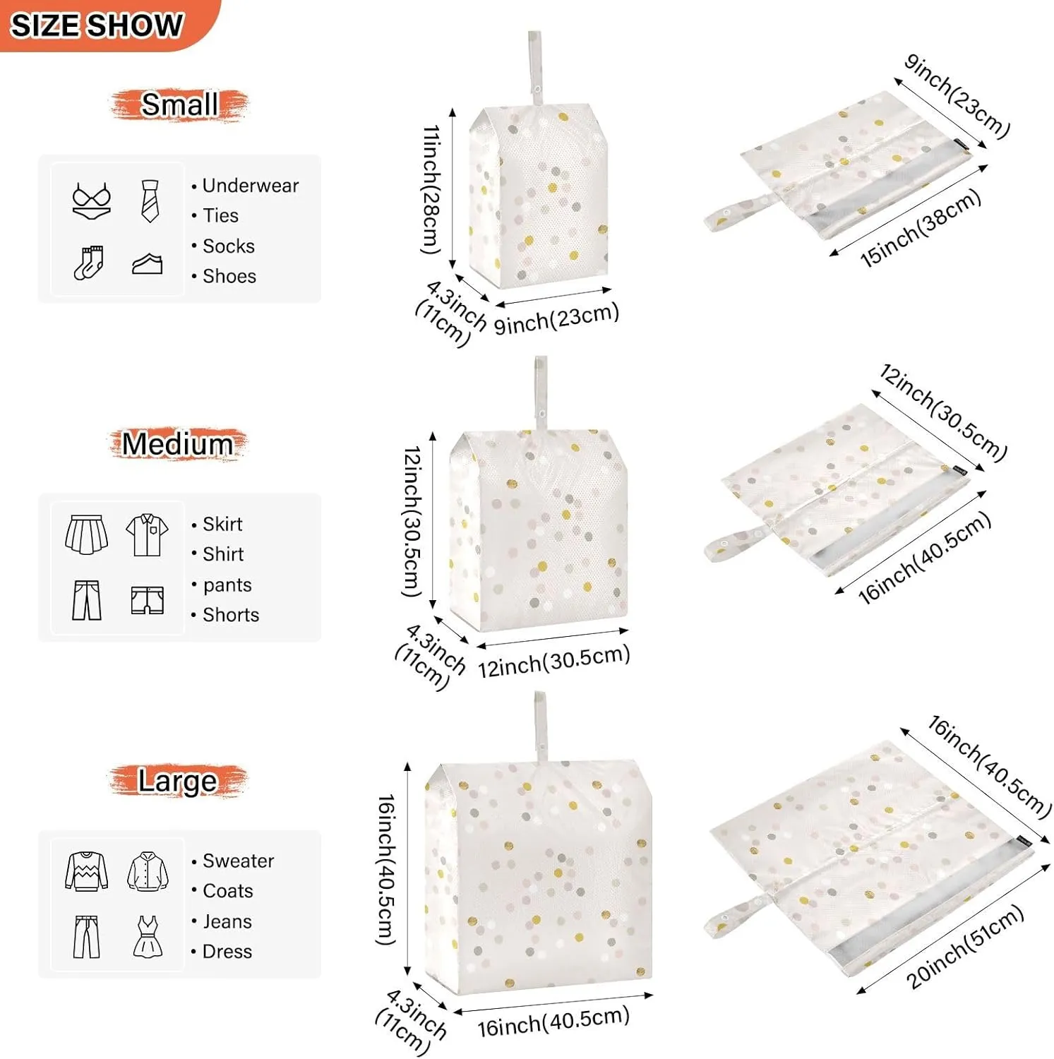 Confetti Gold Foil 3 Set Travel Packing Cubes For Suitcases, Foldable, Garment Bag Closet Storage, Luggage Space Saver, Organizadores De Maletas Para