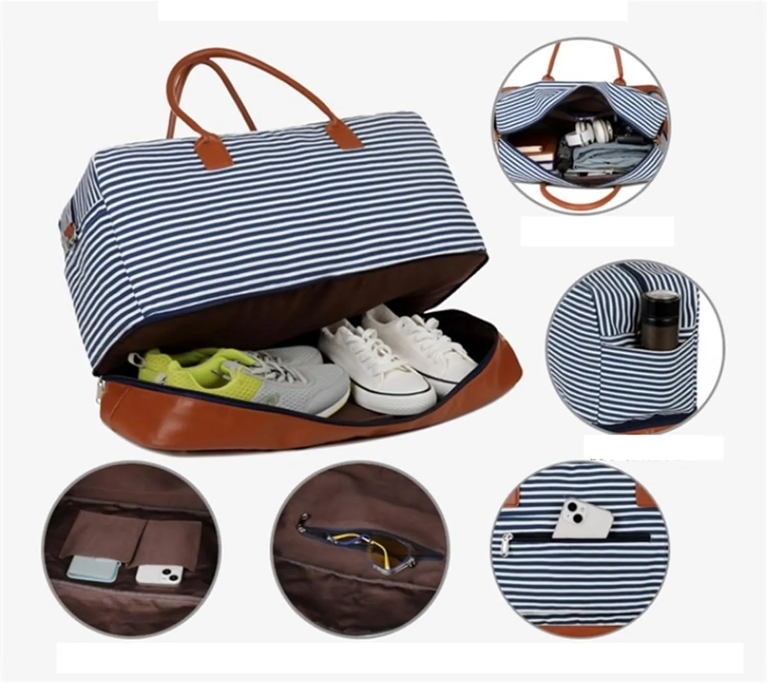 Convertible Suit Travel Bag Weekender Bags Large Travel Duffle Overnight Bag With Wet Shoes Compartment Oxford Fabric hanging garment duffel bag (Color : B, Size : 56cm*34cm*24cm)