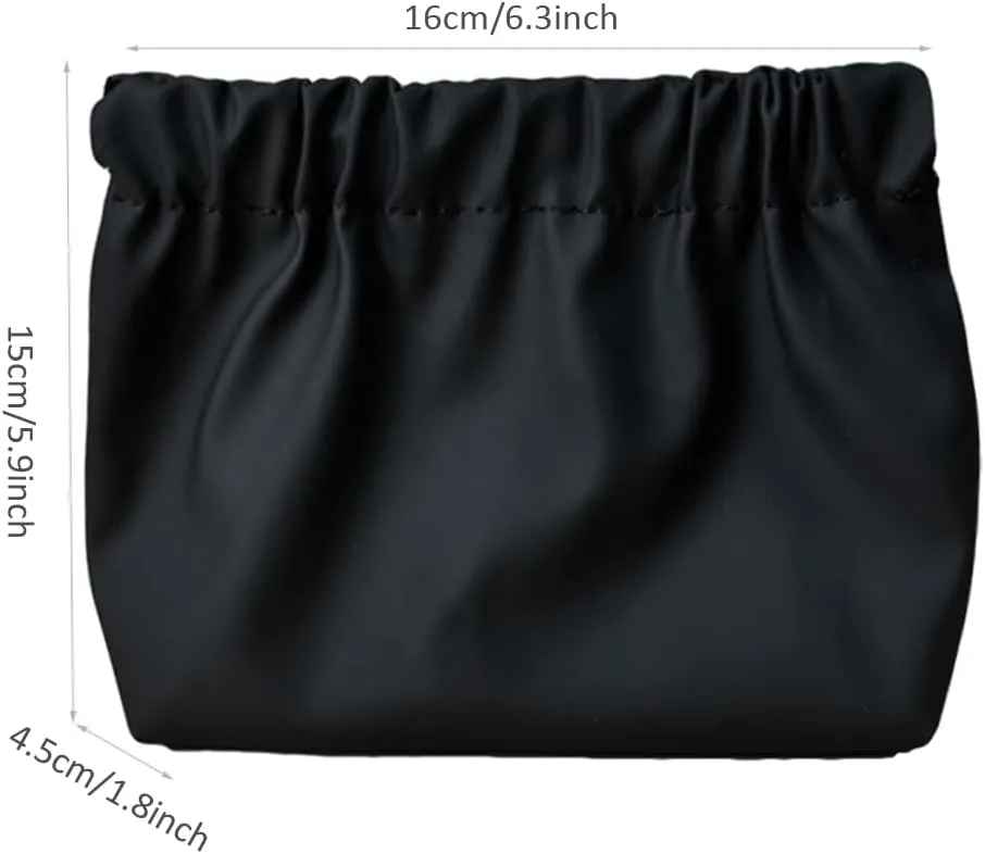 Cosmetic Bag, Waterproof Leather Cosmetic Storage Bag For Lipstick, Foundation, Makeup Sponge Earphone, Jewelry, No Zipper Self-closing Travel Bag For Small Travel Kit Storage Pouch (black)