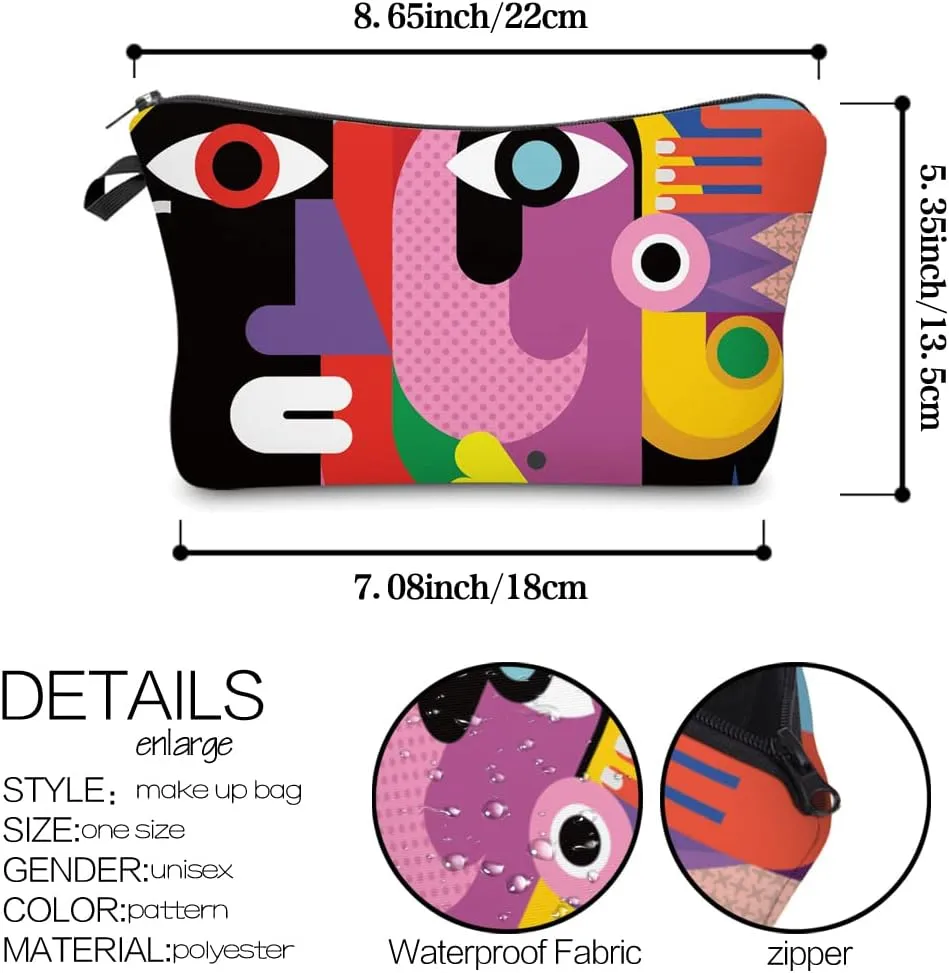 Cosmetic Pouch for Women, Waterproof Makeup Bags Roomy Toiletry Pouch Portable Washing Bag Adorable Travel Accessories Gifts (Art)