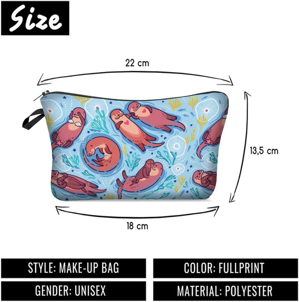 Cosmetic Pouch for Women, Waterproof Makeup Bags Roomy Toiletry Pouch Portable Washing Bag Adorable Travel Accessories Gifts (Otter 2350)