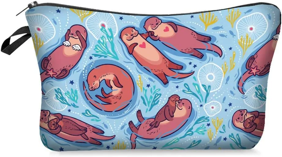 Cosmetic Pouch for Women, Waterproof Makeup Bags Roomy Toiletry Pouch Portable Washing Bag Adorable Travel Accessories Gifts (Otter 2350)