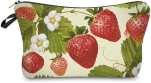 Cosmetic Pouch for Women, Waterproof Makeup Bags Roomy Toiletry Pouch Portable Washing Bag Adorable Travel Accessories Gifts (StrawbeGerrity)