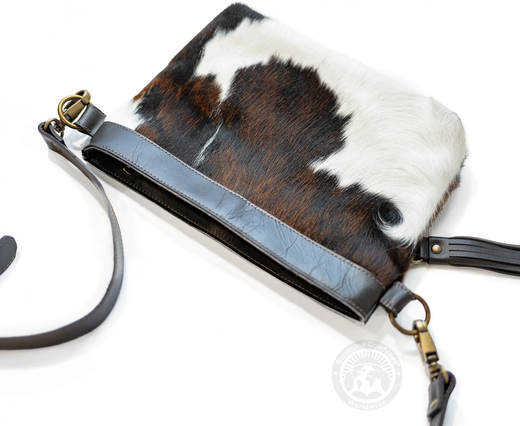 Cowhide Crossbody Purse Mostly White  - Handbag