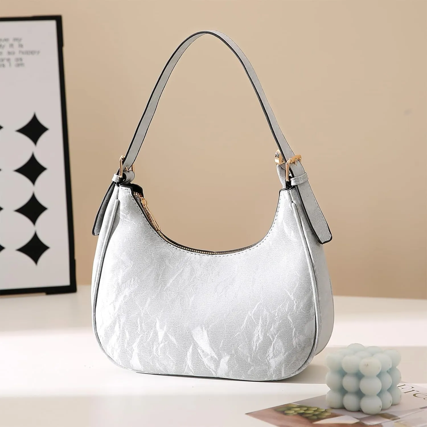 CROJUYI Small Crescent Shoulder Bags Purses for Women Retro Classic Clutch Hobo Tote Purse and Handbag Cute Crossbody Bags