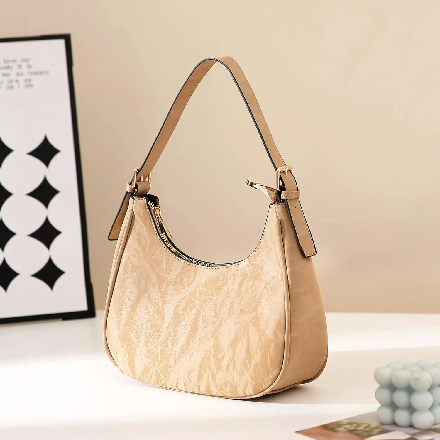 CROJUYI Small Crescent Shoulder Bags Purses for Women Retro Classic Clutch Hobo Tote Purse and Handbag Cute Crossbody Bags