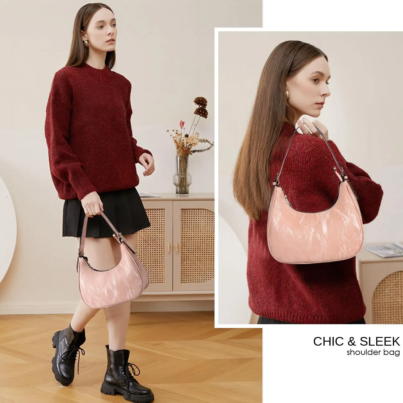 CROJUYI Small Crescent Shoulder Bags Purses for Women Retro Classic Clutch Hobo Tote Purse and Handbag Cute Crossbody Bags