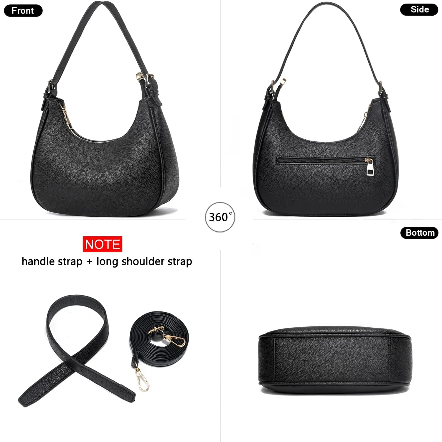 CROJUYI Small Crescent Shoulder Bags Purses for Women Retro Classic Clutch Hobo Tote Purse and Handbag Cute Crossbody Bags