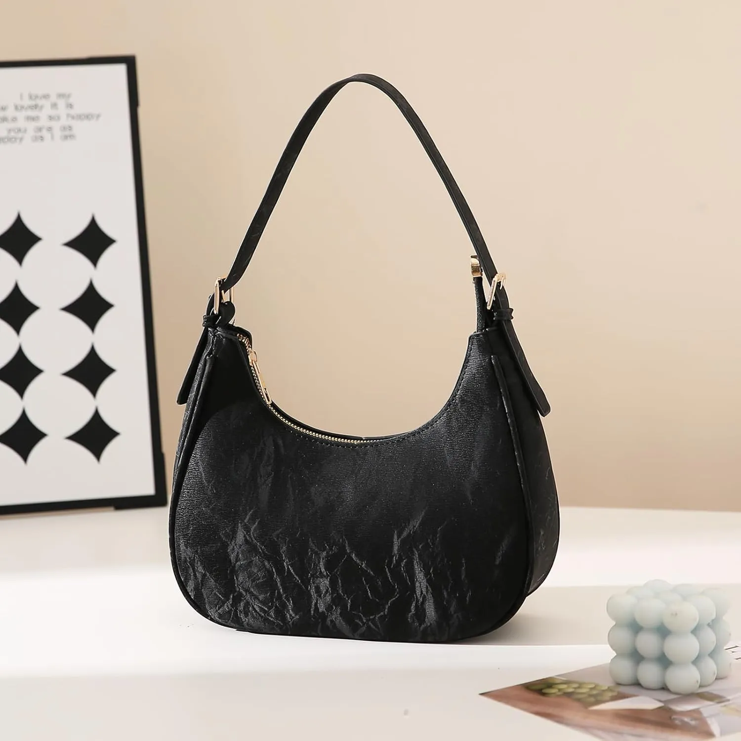 CROJUYI Small Crescent Shoulder Bags Purses for Women Retro Classic Clutch Hobo Tote Purse and Handbag Cute Crossbody Bags