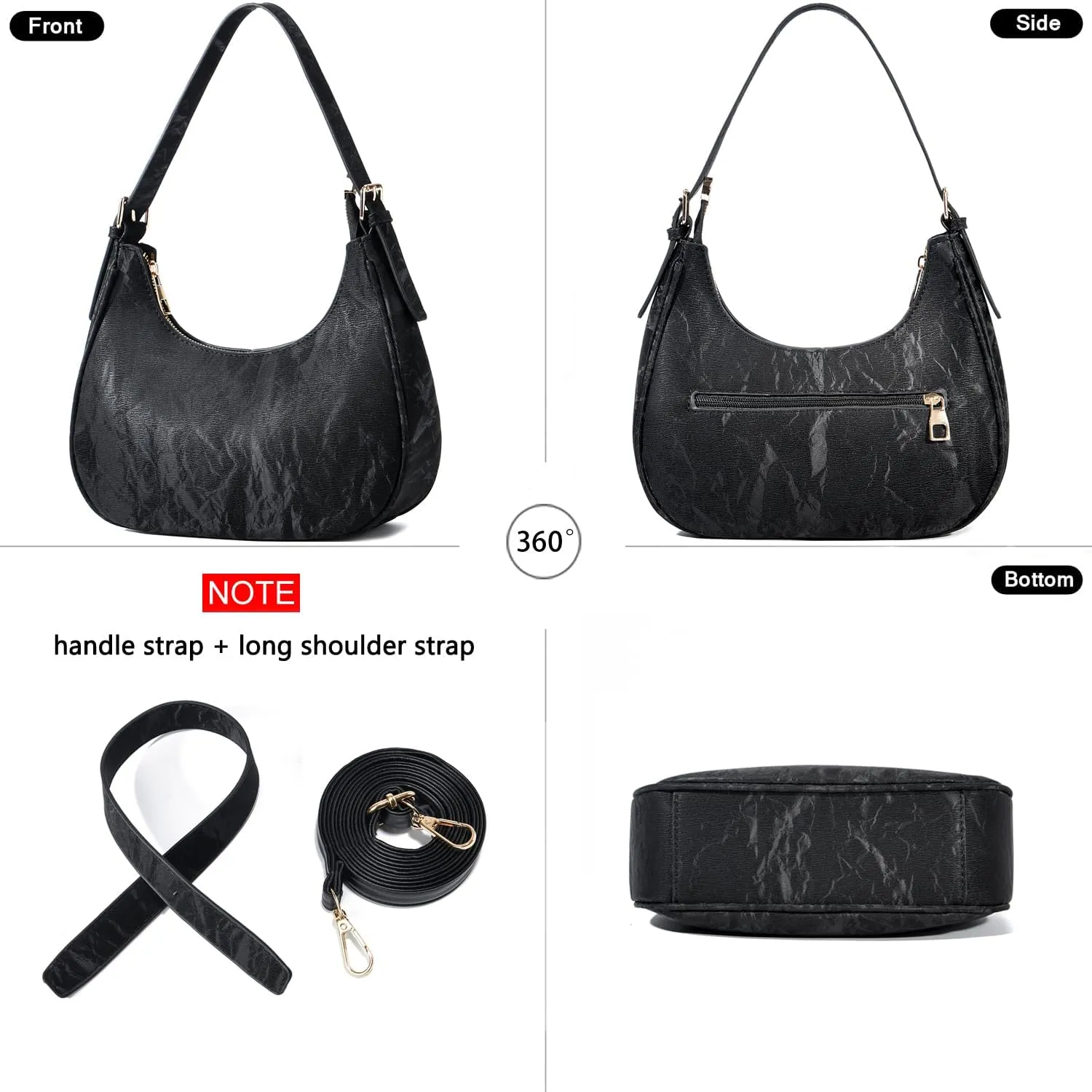 CROJUYI Small Crescent Shoulder Bags Purses for Women Retro Classic Clutch Hobo Tote Purse and Handbag Cute Crossbody Bags