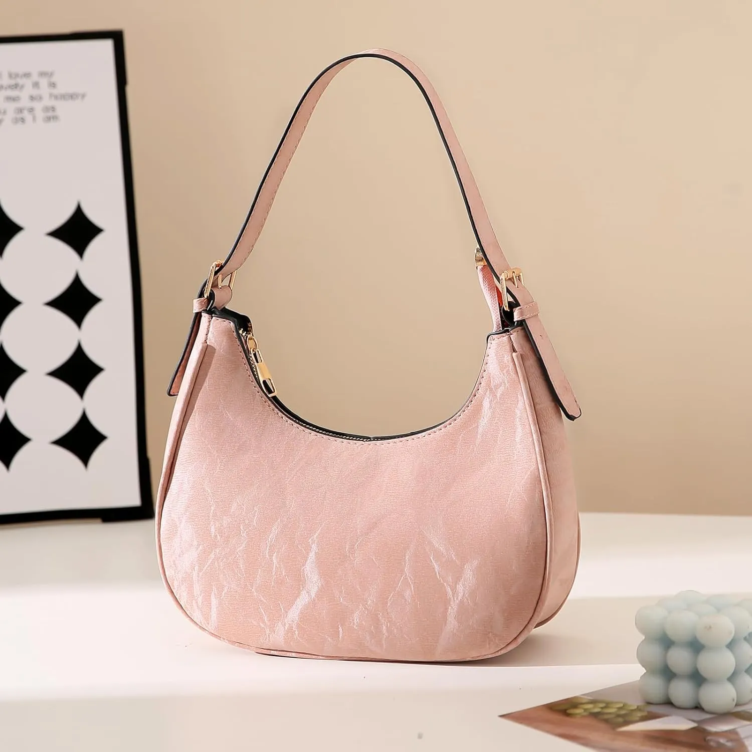CROJUYI Small Crescent Shoulder Bags Purses for Women Retro Classic Clutch Hobo Tote Purse and Handbag Cute Crossbody Bags