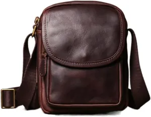 Crossbody Bag Genuine Leather Men's Shoulder Brown Casual Classic Messenger Man Small Bags 7.9 Inch