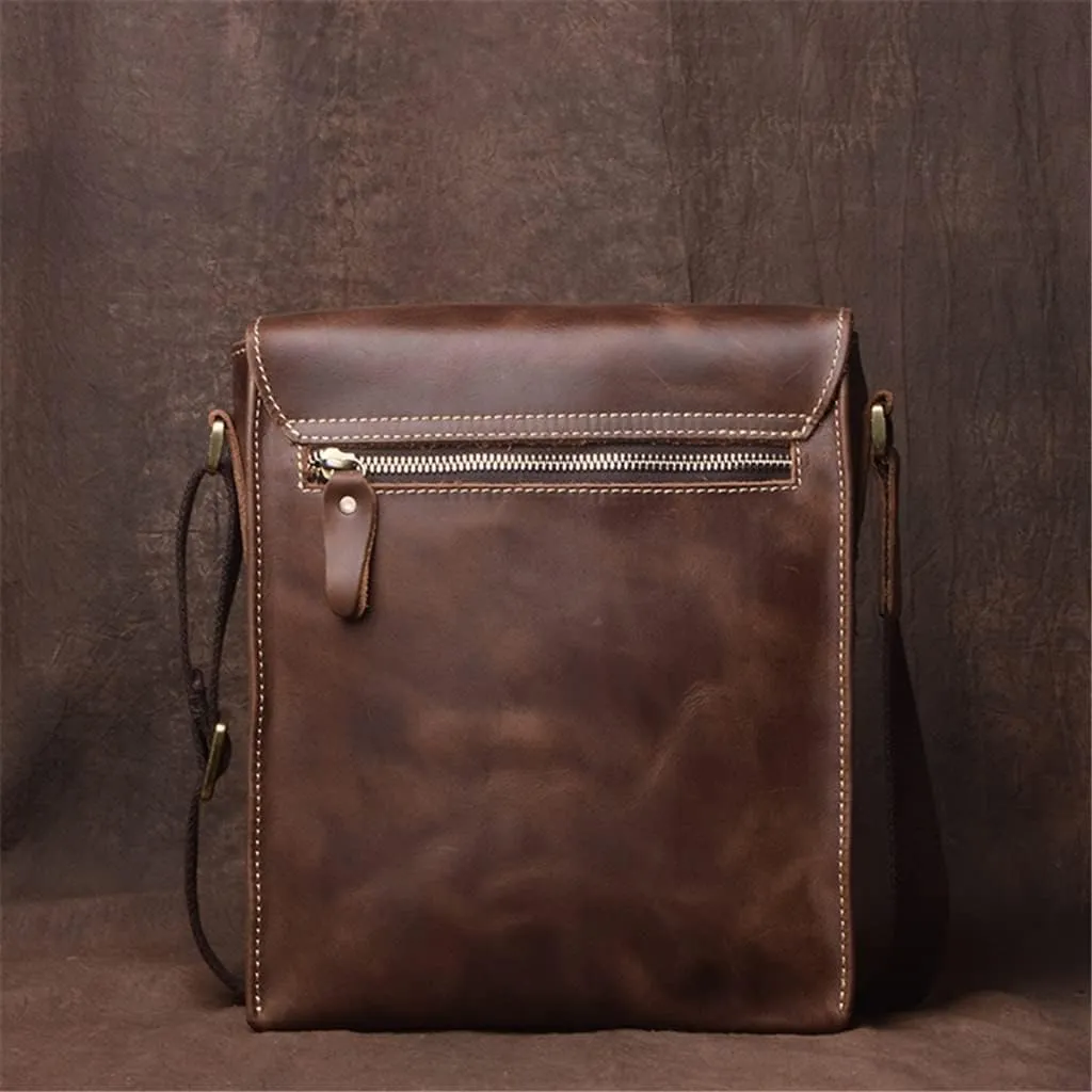 Crossbody Bag Genuine Leather Men's Shoulder Classic Messenger Man Small Bags 7.9 Inch