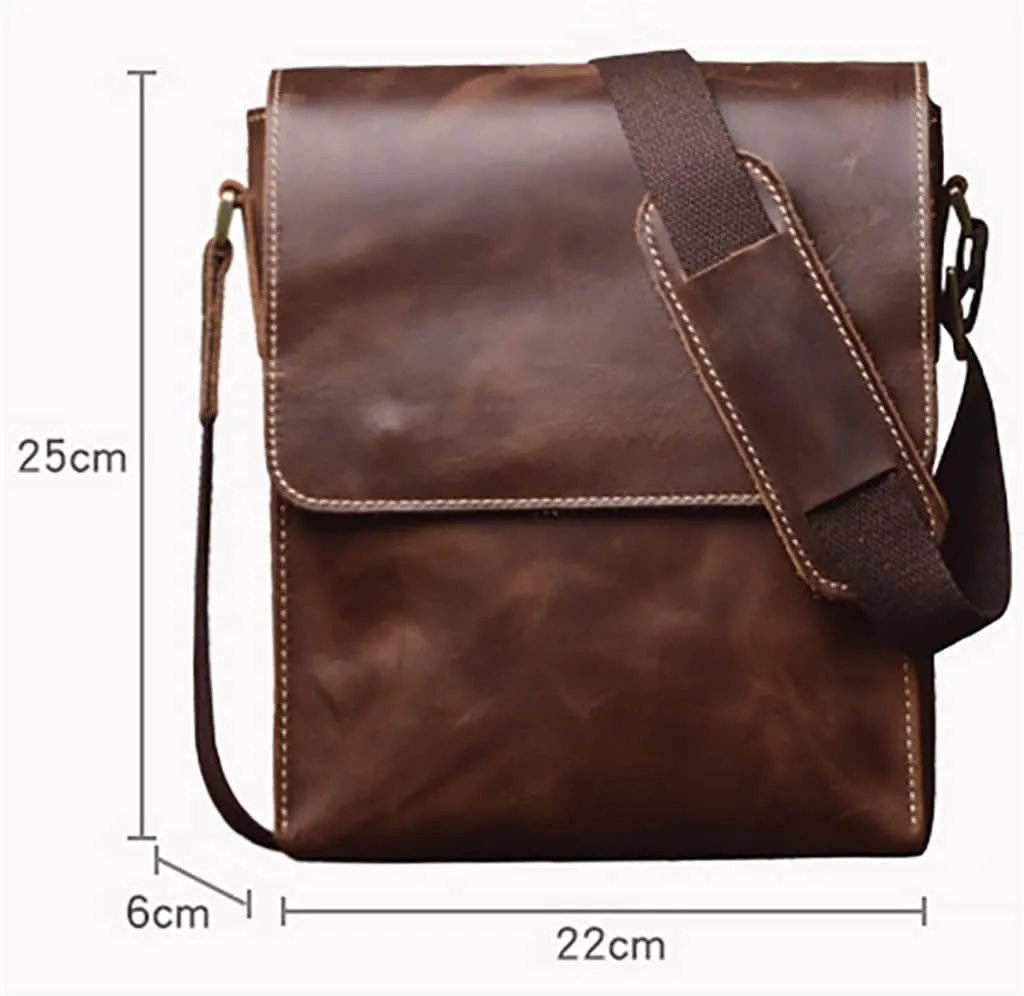 Crossbody Bag Genuine Leather Men's Shoulder Classic Messenger Man Small Bags 7.9 Inch