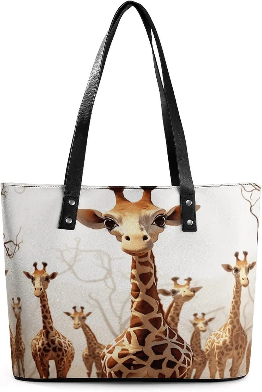 Cute Cartoon Funny Giraffes Leather Lady's Handbag Crossbody Purse for Women Ladies Soft Shoulder Bag Medium Roomy Handbag Fashion Tote Top Handle Satchel