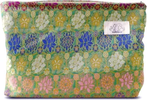 Cute Pouch Makeup Bag Cosmetic Toiletry Travel, Tote Purse Organizer, Machine Washable, Compact and Large Capacity, Bohemian Lotus Floral