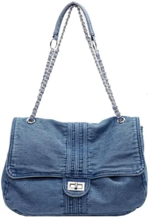 Denim Purse for Women Jean Purses Tote Bag for Womens Handbags Work Bags Jean Shoulder Bag Trendy Crossbody Bags