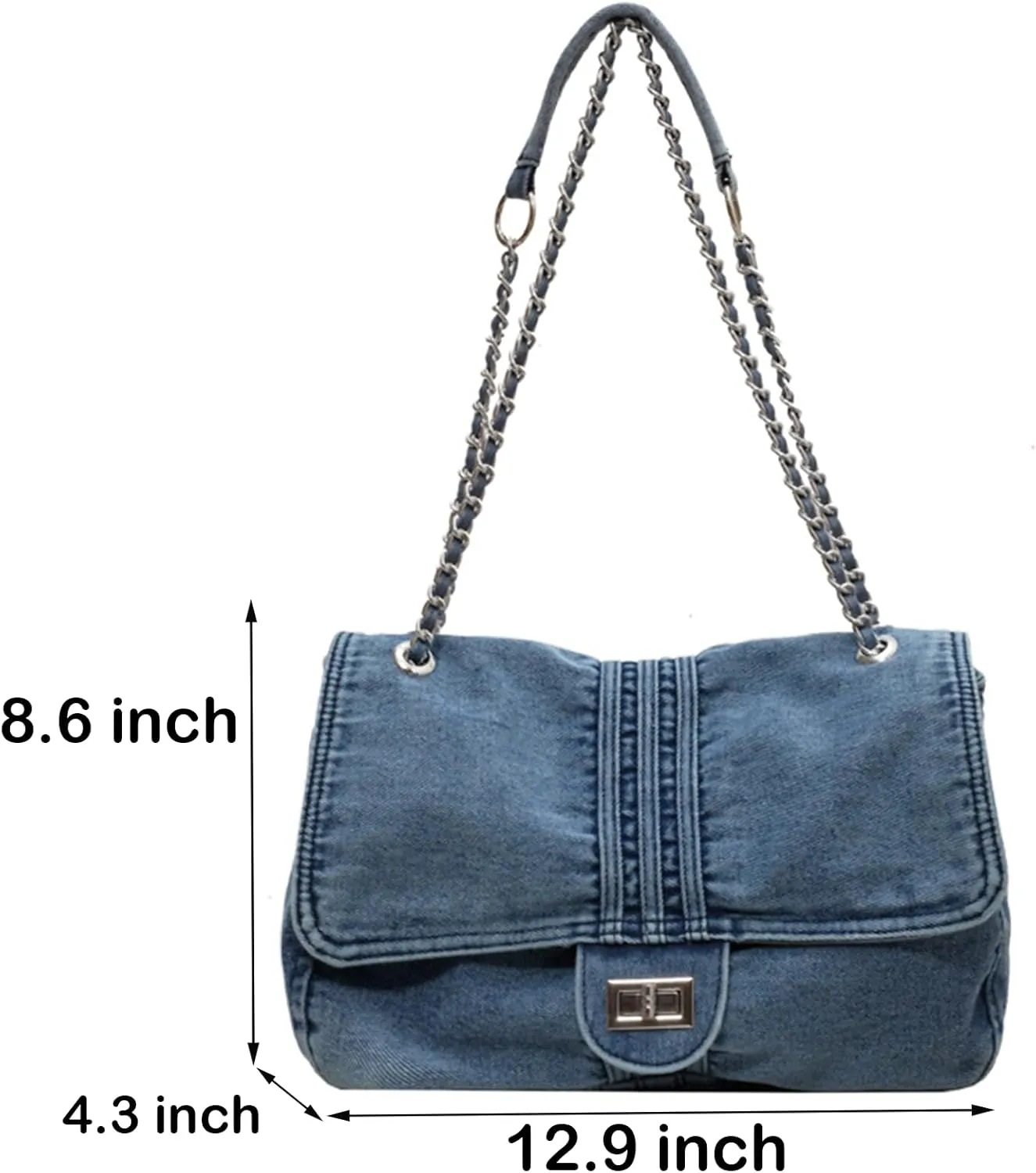 Denim Purse for Women Jean Purses Tote Bag for Womens Handbags Work Bags Jean Shoulder Bag Trendy Crossbody Bags