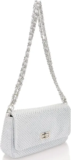 Dexmay Classic Flap Crystal Bag Small Evening Clutch Handbag Party Rhinestone Purse