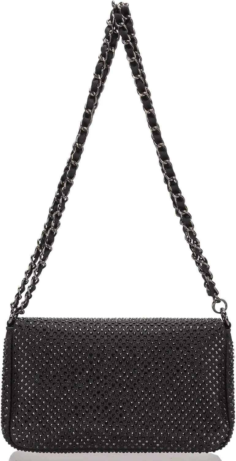 Dexmay Classic Flap Crystal Bag Small Evening Clutch Handbag Party Rhinestone Purse