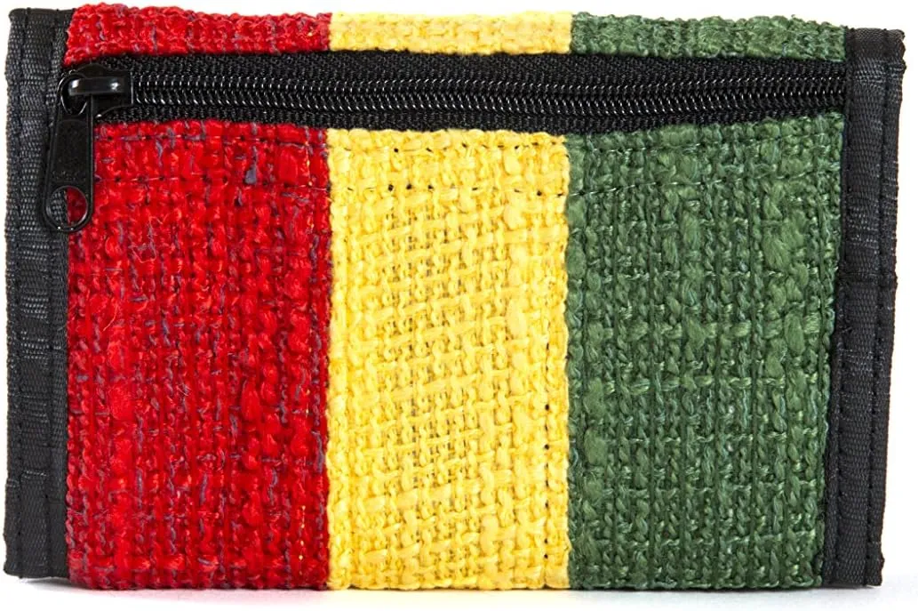 DIME BAGS Trifold Hempster Wallet - Classic Trifold Design w/Exterior and Interchangable Label (Rasta)