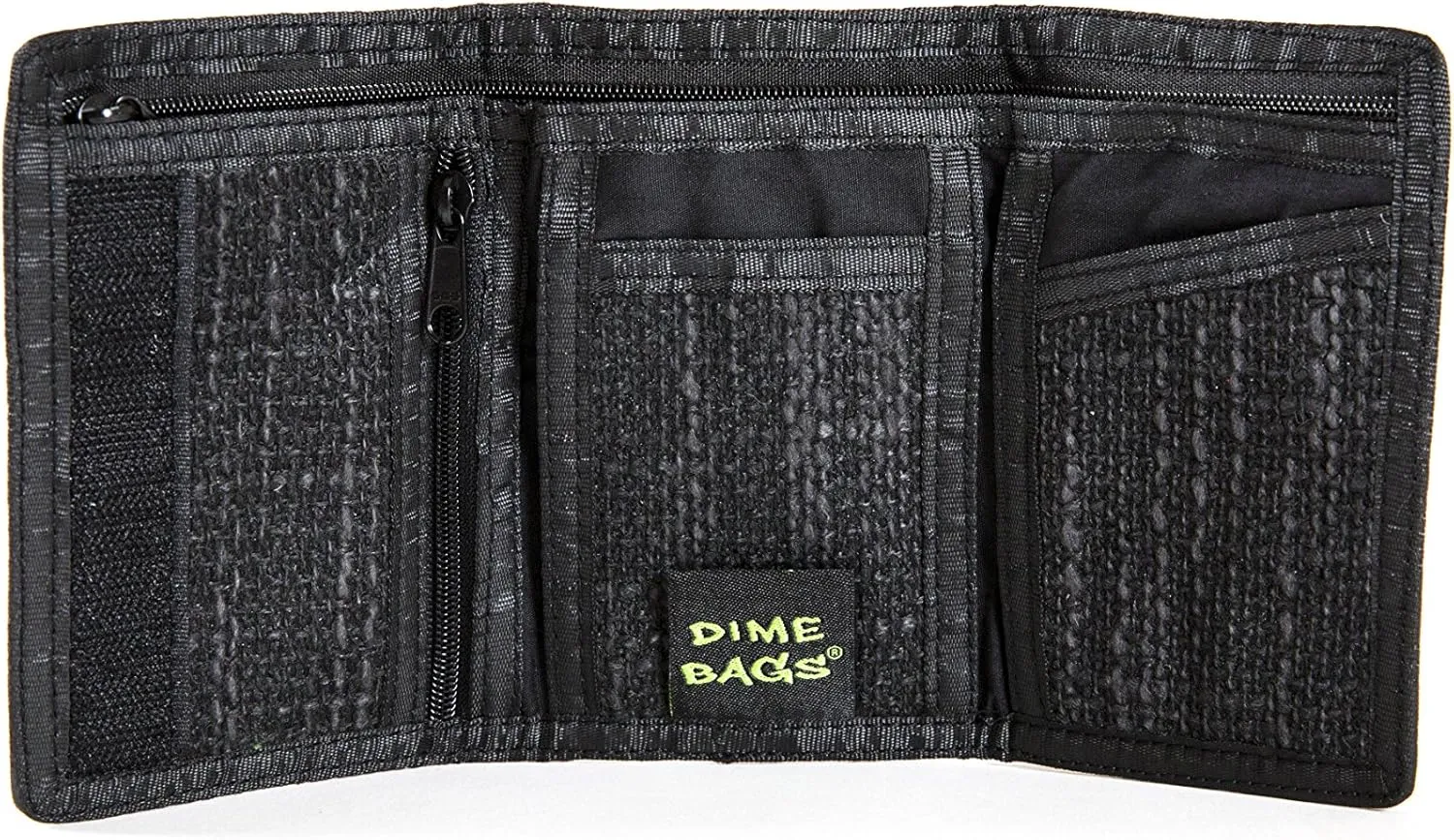 DIME BAGS Trifold Hempster Wallet - Classic Trifold Design w/Exterior and Interchangable Label (Rasta)