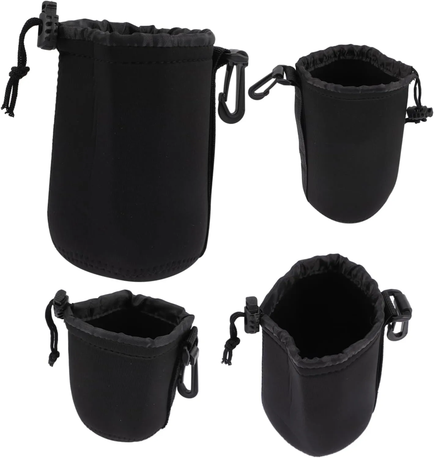 DOITOOL Camera Lens Pouch 4-piece Set Waterproof Neoprene Case Hooks for Outdoor Shooting