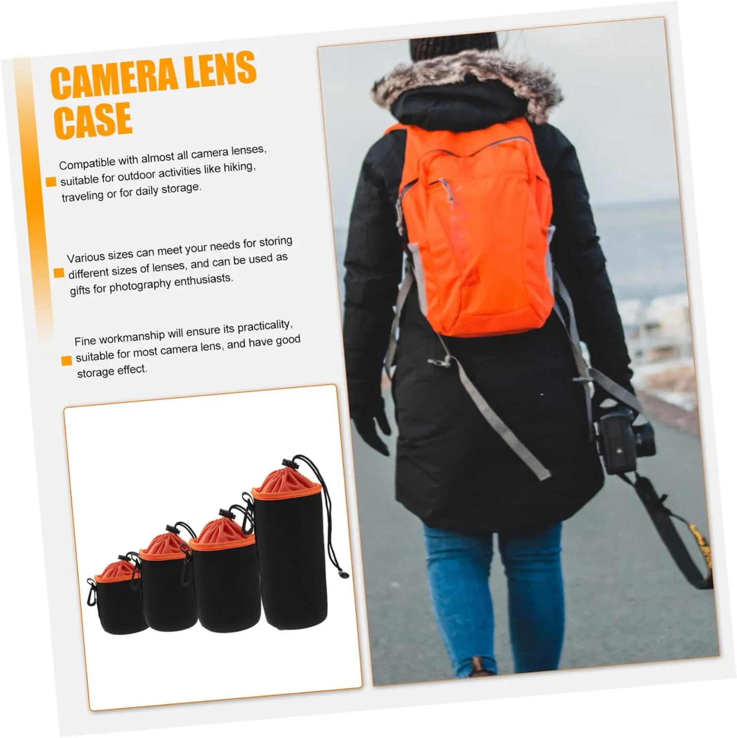 DOITOOL Slr Camera Lens Protector Bag Waterproof Pouch for Outdoor Use Drawstring Storage Case for Dslr Lenses and Accessories