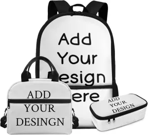 Dolyues Custom Backpack for Boys with Lunch Box Personality 17-inch School Bag Set, Ideal Backpack for Kids Ages 10-12, Practical Kids Bookbag