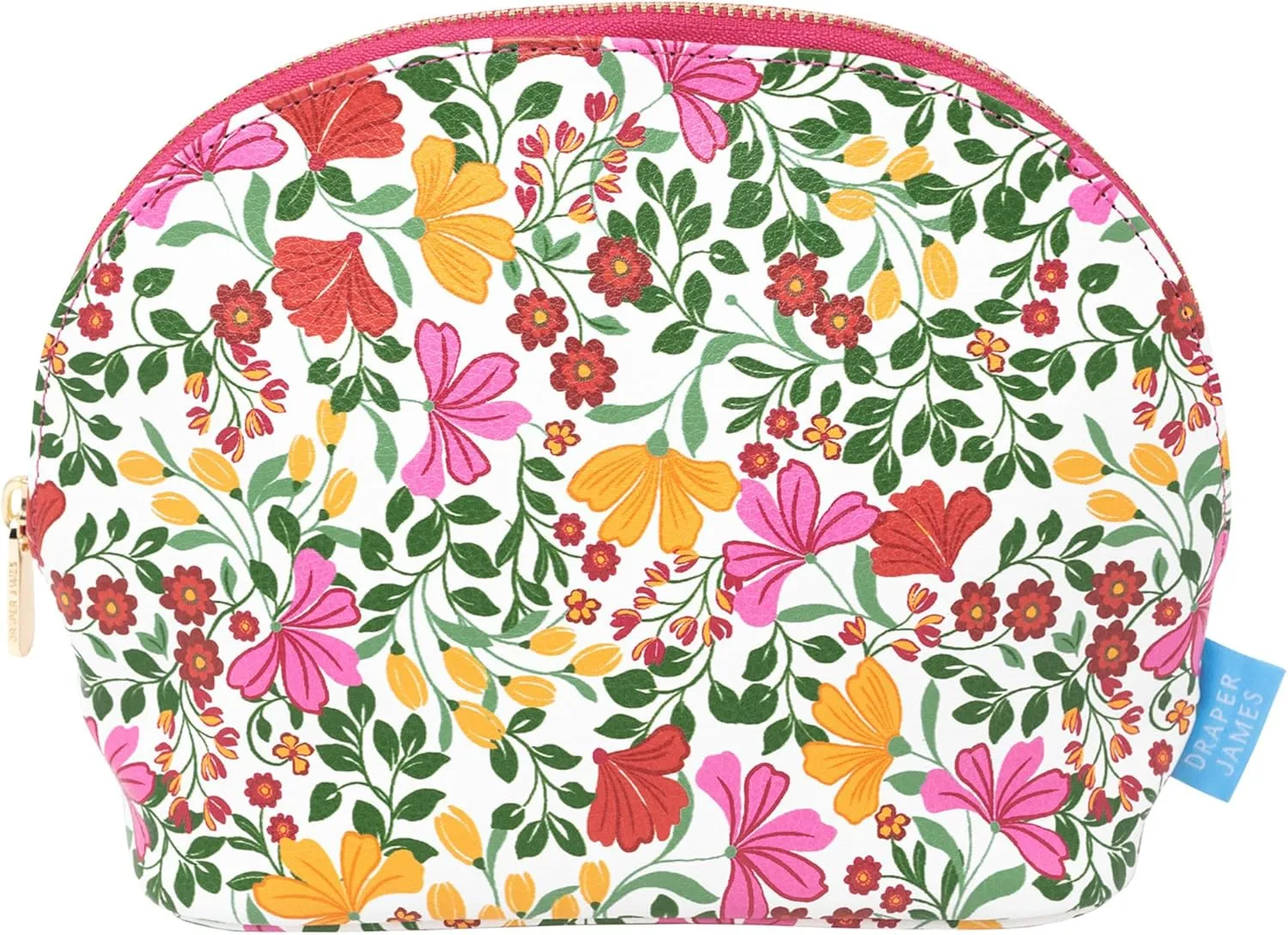 Draper James Essentials Pouch, Versatile Zippered Pouch for Makeup, Pens, Phone Chargers, and Daily Essentials, Stylish Compact Bag, Coneflower Pink