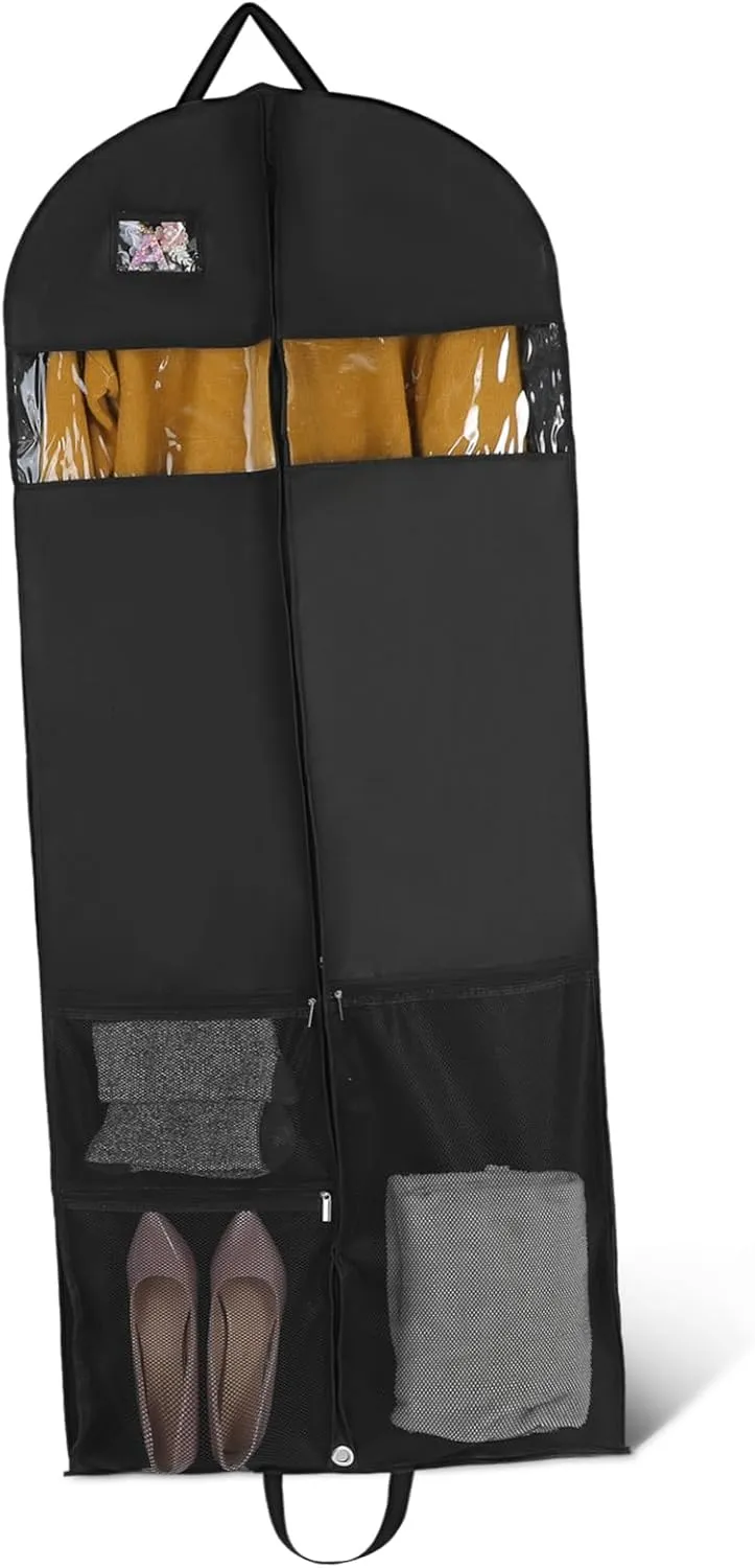 Dress Suit Bag Hanging Garment Bag Non-woven Fabric Window View Storage for Travel