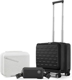 Efficient and Versatile 18" Carry On Luggage with Front Open Door, TSA Lock & Laptop Compartment, Spinner Wheels, Black