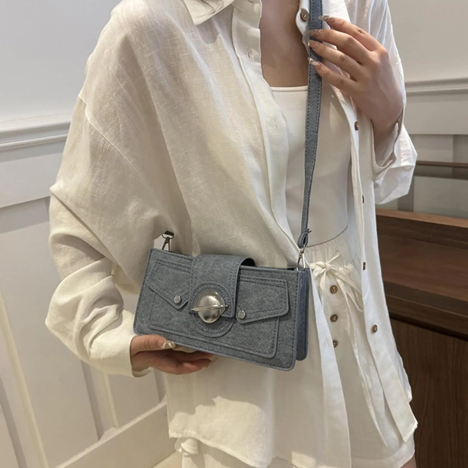Elegant Shoulder Bag PU Leather Crossbody Purse Versatile Black Handbag Evening Bags Satchel for Women and Girls