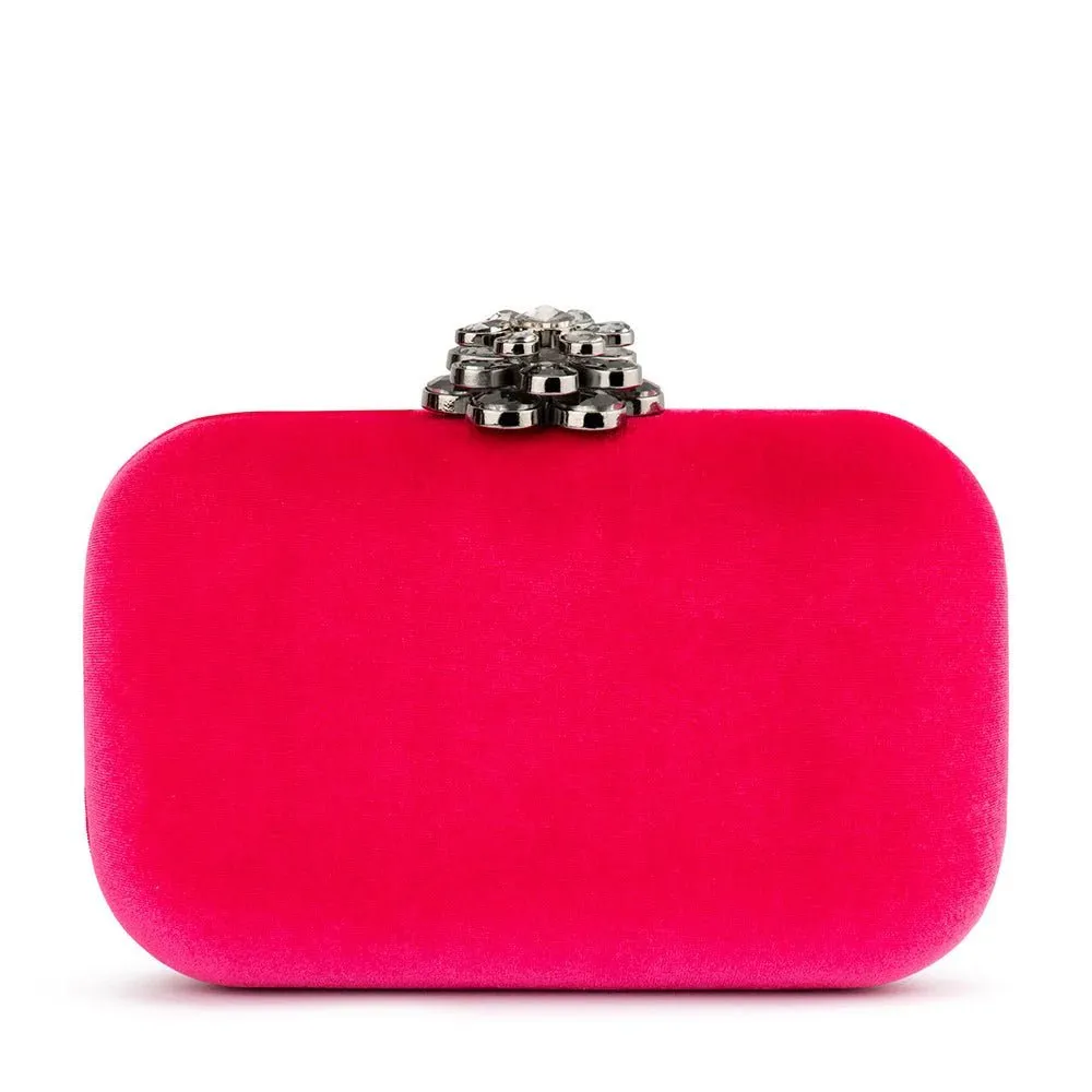 Emilia Velvet Clutch Bag | Fuchsia