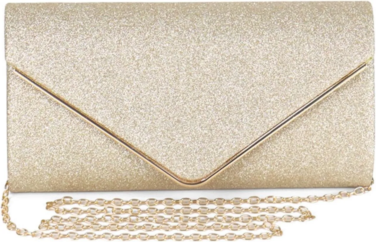 Envelope Clutch Purses for Women, Shining Evening Shoulder Bags Glitter Crossbody Handbag for Wedding Party Prom