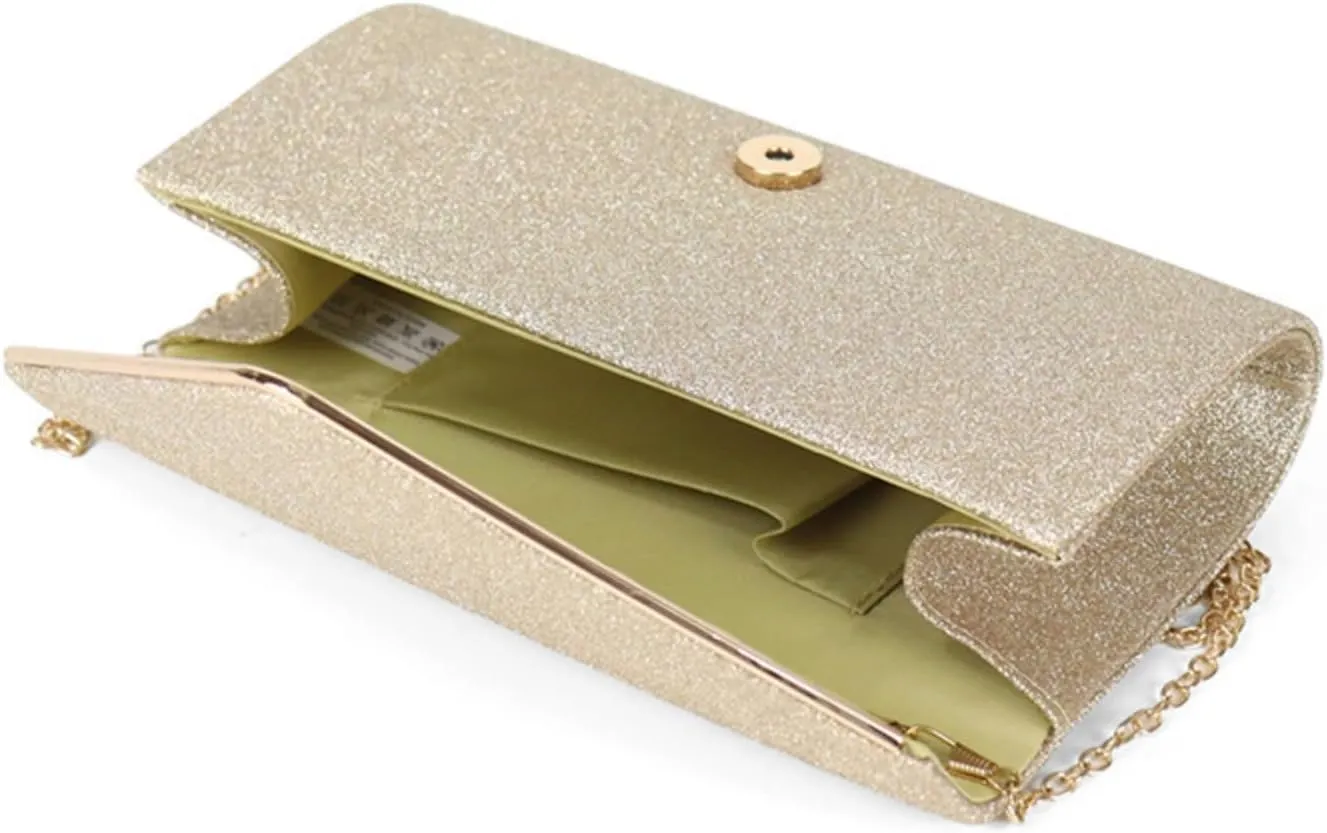 Envelope Clutch Purses for Women, Shining Evening Shoulder Bags Glitter Crossbody Handbag for Wedding Party Prom