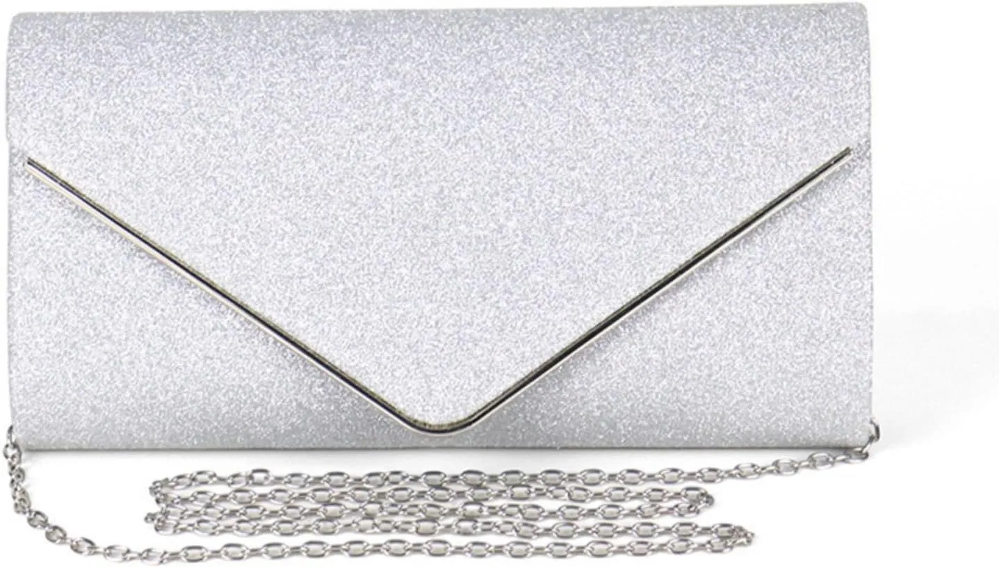 Envelope Clutch Purses for Women, Shining Evening Shoulder Bags Glitter Crossbody Handbag for Wedding Party Prom
