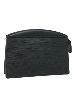 Epi Leather Clutch Bag with Metal Fittings and Interior Pockets