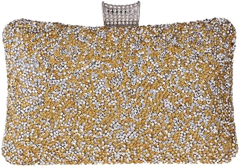 Europe and the United States popular women's bags classic box women's bags diamond encrusted clutch celebrity dinner bag(E)